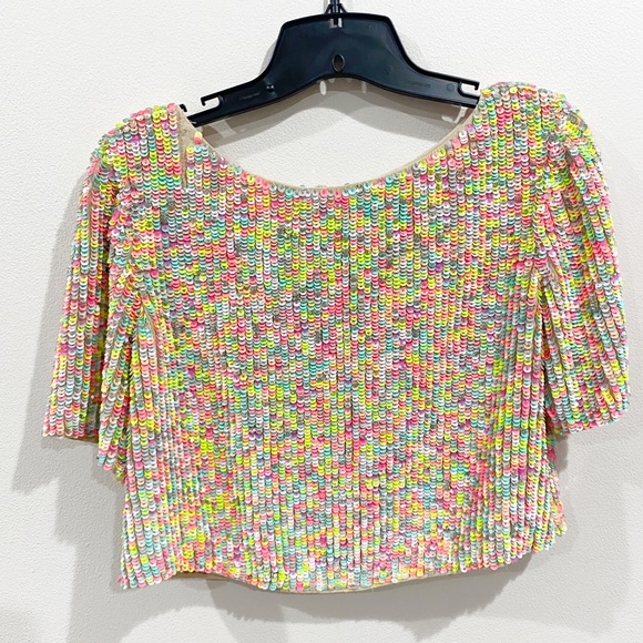 ASOS Neon Colorful Sequin Cropped Top
